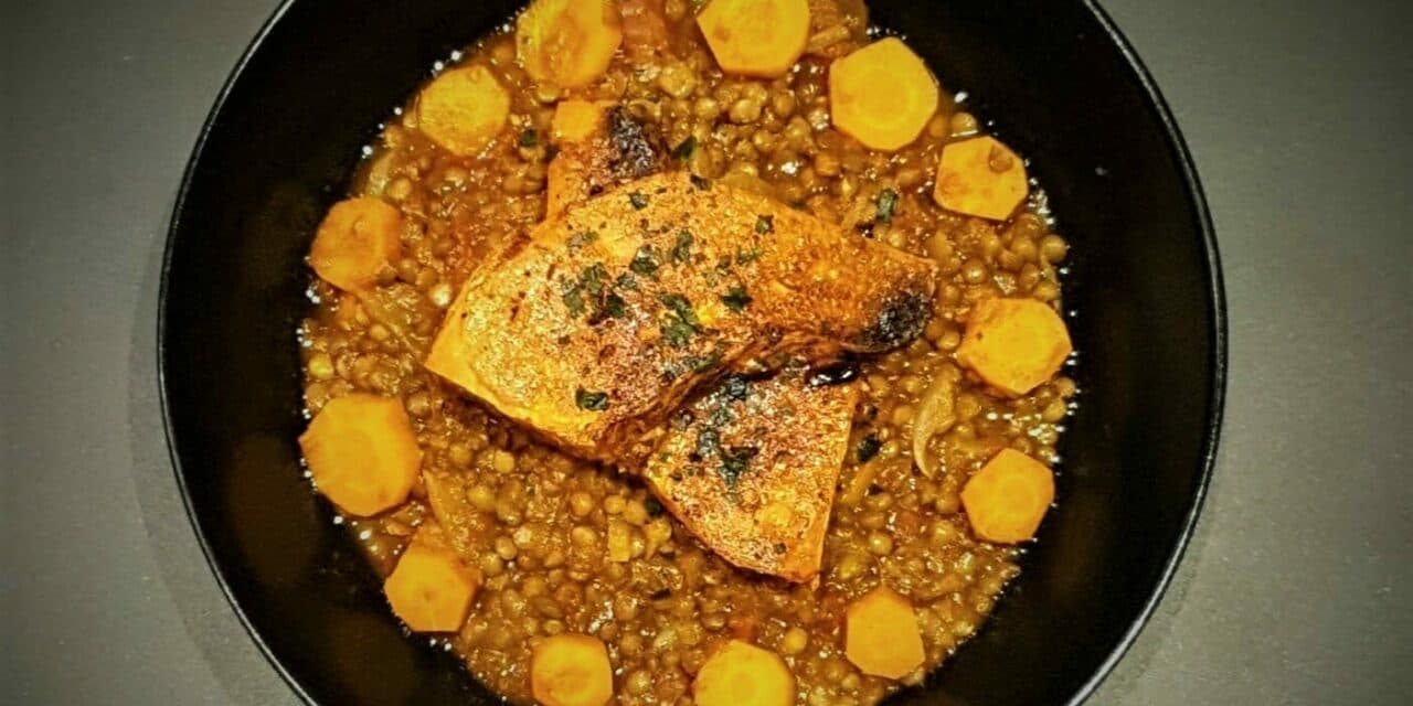 Recette de lentilles vertes, courge butternut, épices au four
