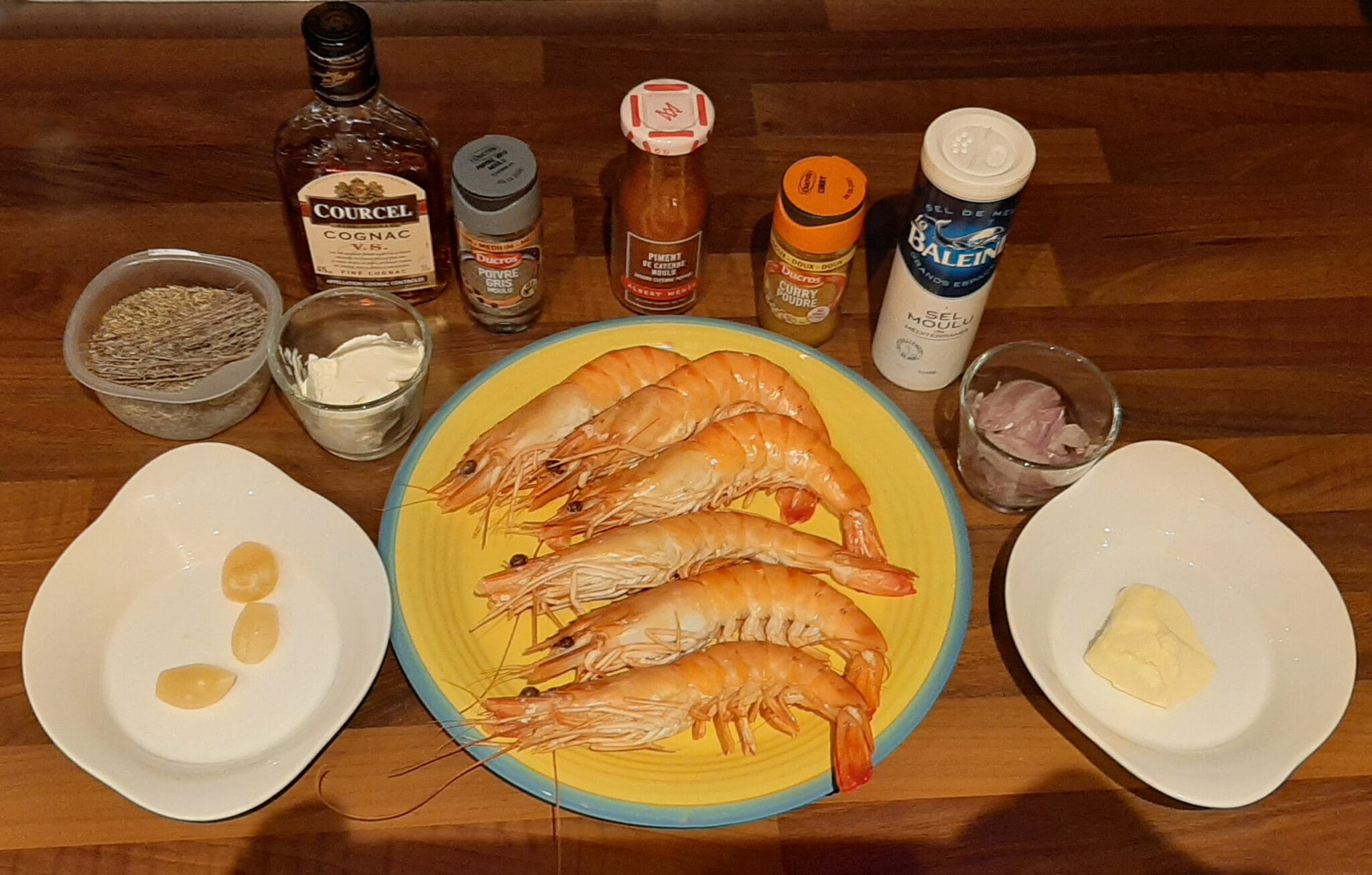 Gambas flambées au cognac. Une recette d'entrée pour Noël