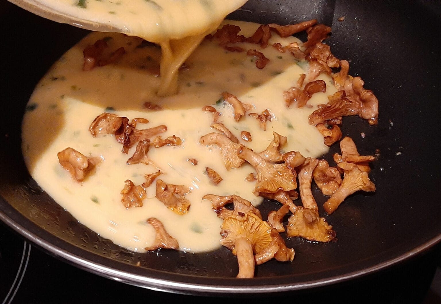Recette d'omelette aux girolles. Un plat d'Automne aux champignons frais
