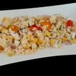 Une recette simple et délicieuse : salade de perles de blé, maïs, feta et pomme